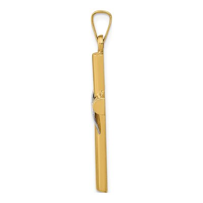 14K Two-Tone Gold Hollow Cross Drape Pendant – view 3