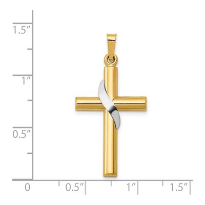 14K Two-Tone Gold Hollow Cross Drape Pendant – view 4