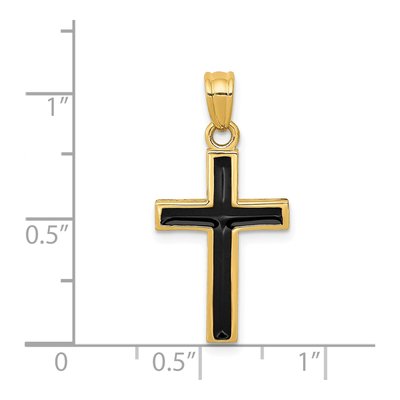 14K Yellow Gold Black Epoxy Latin Cross Pendant – view 4