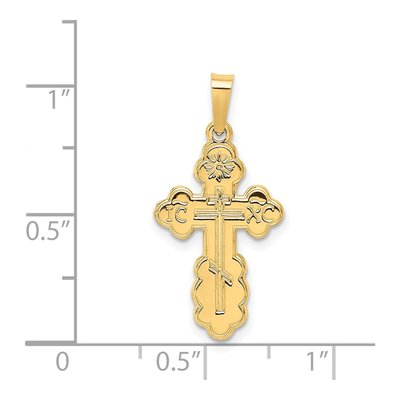 14K Yellow Gold Eastern Orthodox Cross Charm – view 4