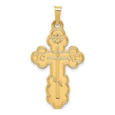 14K Yellow Gold Eastern Orthodox Cross Pendant