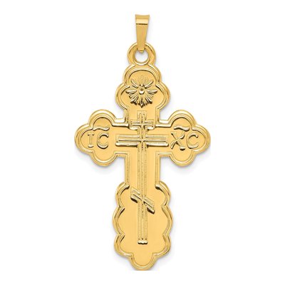 14K Yellow Gold Eastern Orthodox Cross Pendant