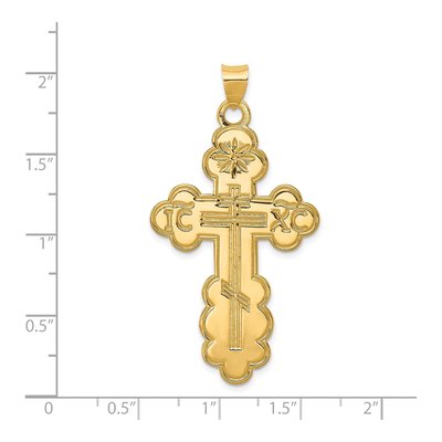 14K Yellow Gold Large Eastern Orthodox Cross Pendant – view 4