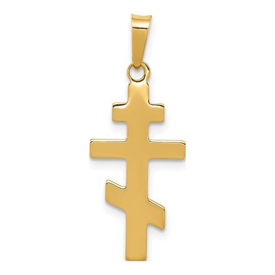 14K Yellow Gold Eastern Orthodox Cross Charm – view 5