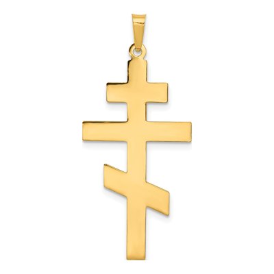 14K Yellow Gold Eastern Orthodox Cross Pendant