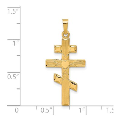 14K Yellow Gold Eastern Orthodox Cross Heart Pendant – view 4