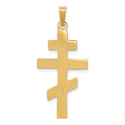 14K Yellow Gold Eastern Orthodox Cross Heart Pendant – view 5