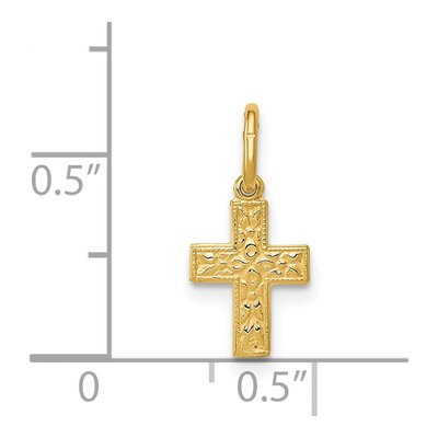 14K Yellow Gold Floral Cross Pendant – view 4