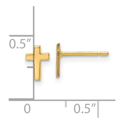 14K Yellow Gold Mini Cross Stud Earrings – view 5