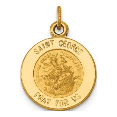 14K Yellow Gold Saint George Medal Round Charm