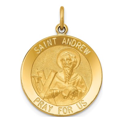 14K Yellow Gold Saint Andrew Medal Pendant