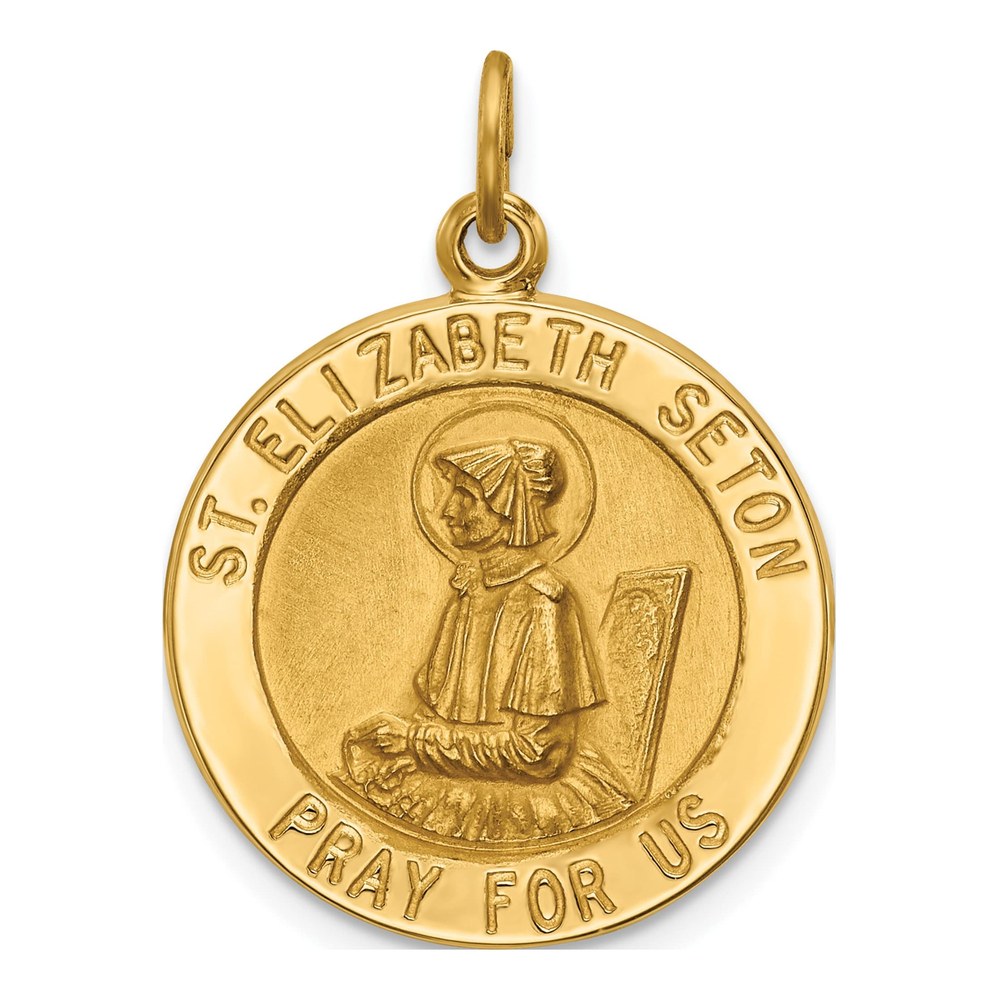 14K Yellow Gold Saint Elizabeth Seton Medal Pendant