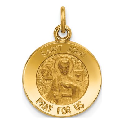 14K Yellow Gold Saint John Medal Round Charm
