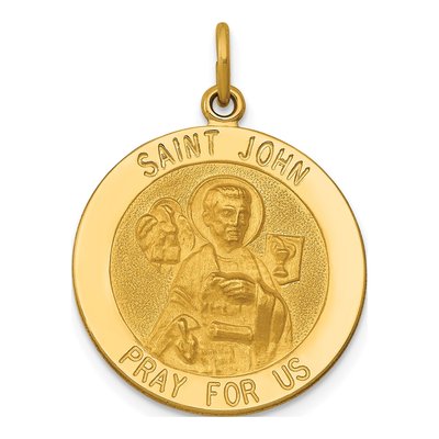 14K Yellow Gold Saint John Medal Pendant