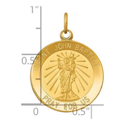 14K Yellow Gold St John Baptist Medal Pendant – view 4