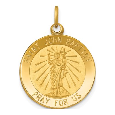 14K Yellow Gold St John Baptist Medal Pendant