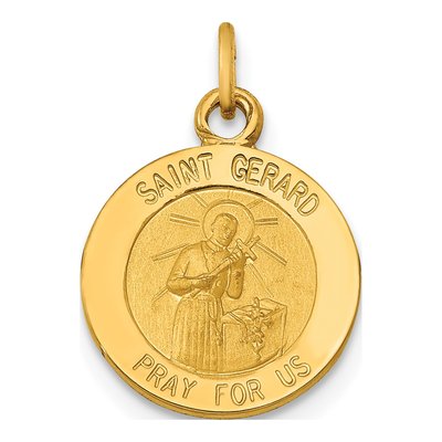 14K Yellow Gold Saint Gerard Medal Pendant