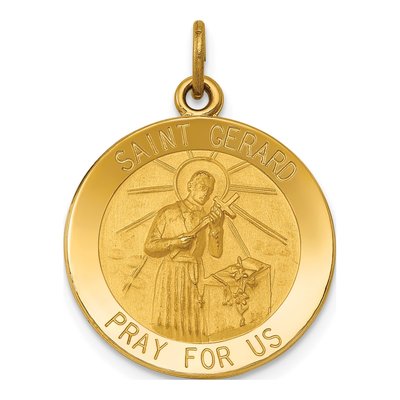 14K Yellow Gold Saint Gerard Medal Pendant