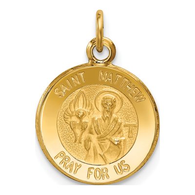 14K Yellow Gold Saint Matthew Medal Charm