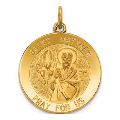 14K Yellow Gold Saint Matthew Medal Pendant
