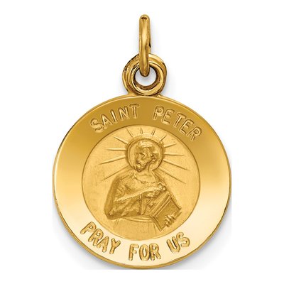 14K Yellow Gold Saint Peter Medal Charm