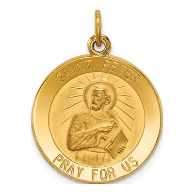 14K Yellow Gold Saint Peter Medal Pendant