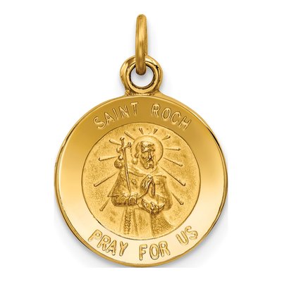 14K Yellow Gold Saint Roch Medal Pendant