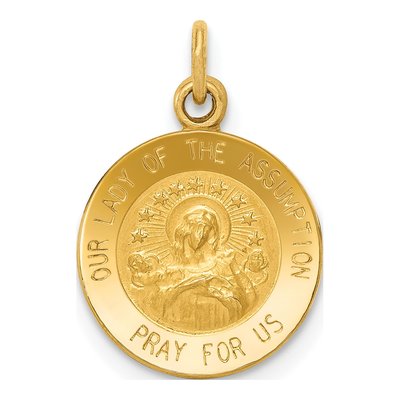 14K Yellow Gold Our of Assumption Medal Charm