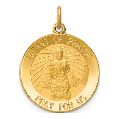14K Yellow Gold Infant of Prague Medal Charm