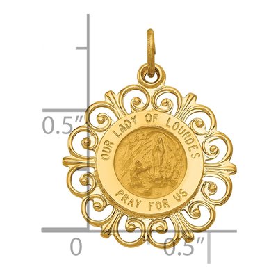 14K Yellow Gold Our of Lourdes Medal Pendant – view 4