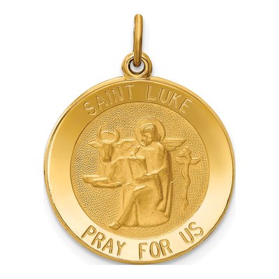 14K Yellow Gold St Luke Medal Pendant