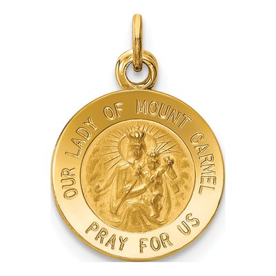 14K Yellow Gold Our of Mt Carmel Medal Charm