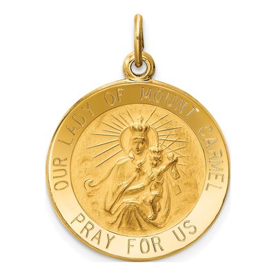 14K Yellow Gold Our of Mt Carmel Medal Charm