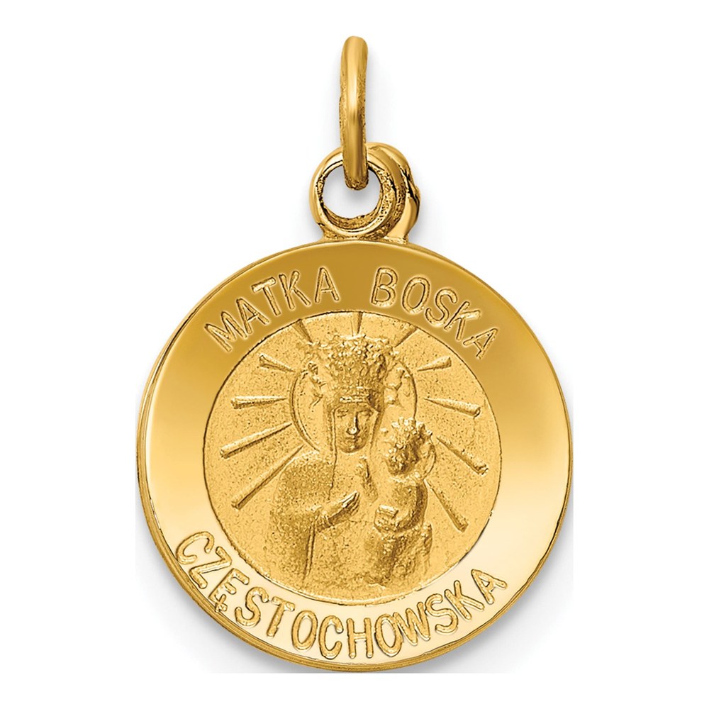 14K Yellow Gold Matka Boska Reversible Medal Pendant