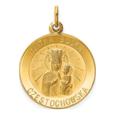 14K Yellow Gold Matka Boska Czestochowska Pendant