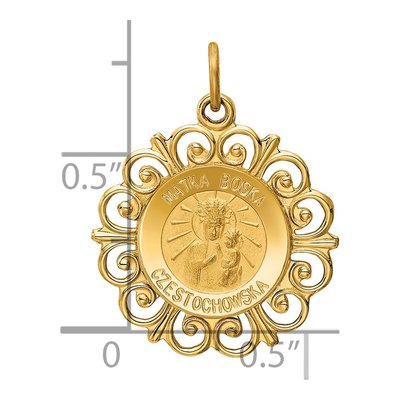 14K Yellow Gold Matka Boska Medal Pendant – view 5