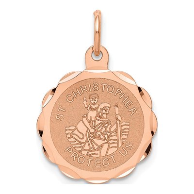 14K Rose Gold Saint Christopher Medal Charm