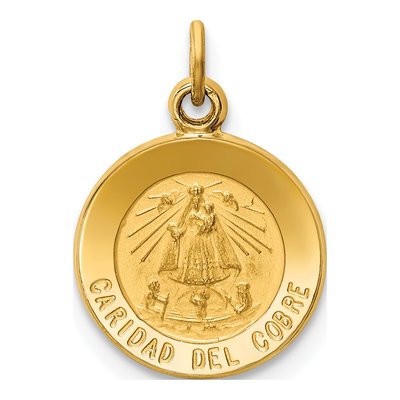 14K Yellow Gold Caridad Del Cobre Medal Charm