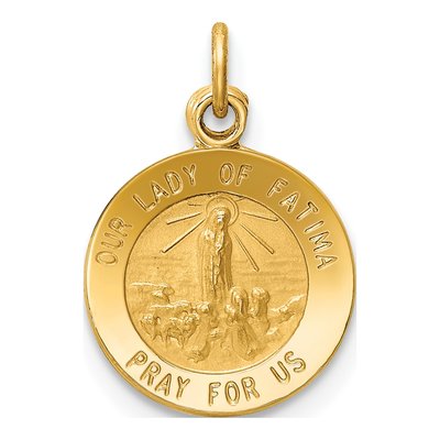 14K Yellow Gold Our of Fatima Medal Charm