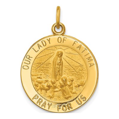 14K Yellow Gold Our of Fatima Medal Pendant