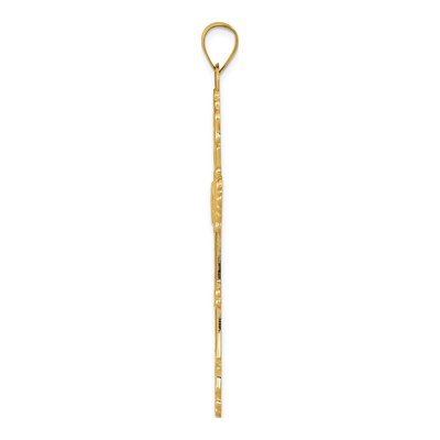 14K Yellow Gold Fleur de Lis Cross Pendant – view 4
