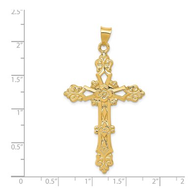 14K Yellow Gold Fleur de Lis Cross Pendant – view 5