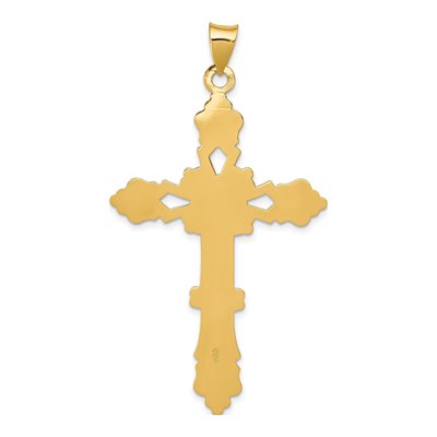 14K Yellow Gold Fleur de Lis Cross Pendant – view 6