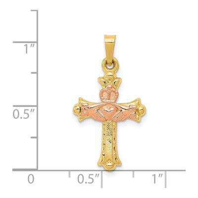 14K Two-Tone Gold Claddagh Cross Pendant – view 4