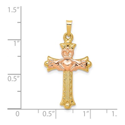 14K Two-Tone Gold Claddagh Cross Pendant – view 4