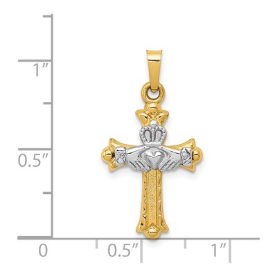 14K Two-Tone Gold Claddagh Cross Pendant – view 5