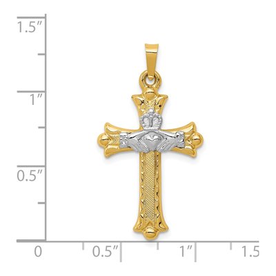 14K Two-Tone Gold Claddagh Cross Pendant – view 5