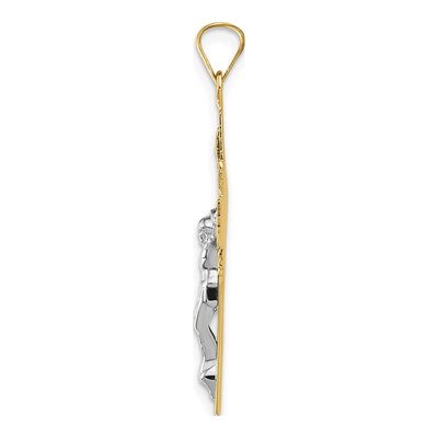 14K Two-Tone Gold INRI Crucifix Pendant – view 3