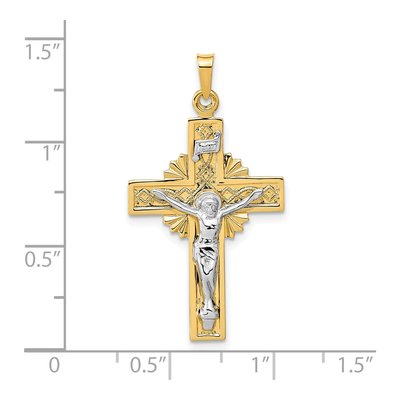 14K Two-Tone Gold INRI Crucifix Pendant – view 4