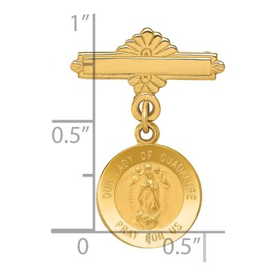 14K Yellow Gold Our Lady Of Guadalupe Medal Pin – view 4